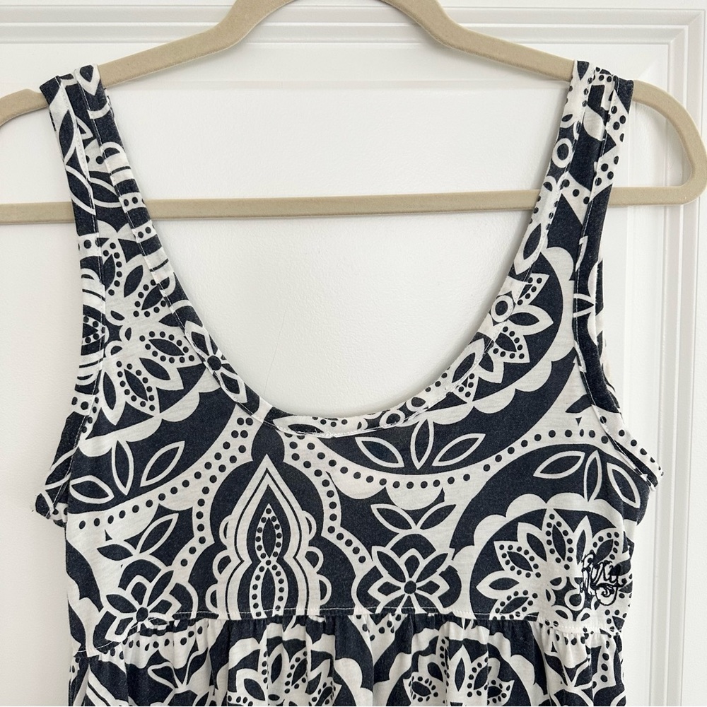 Roxy Navy & White Floral Sleeveless Tank Top Sun Dress- Beach Vacation Surf - Picture 8 of 12